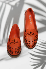 Balerini piele naturala Teresa 3 Orange image 2