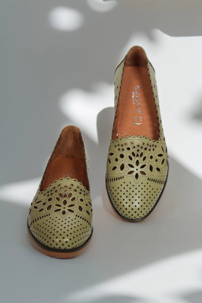 Balerini piele naturala Teresa Avocado image 2