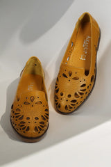 Balerini piele naturala Teresa 2 Galben Mustar image 2