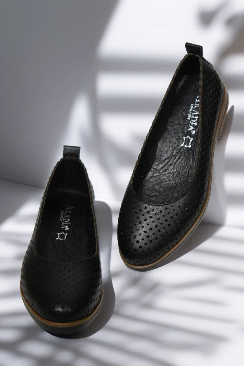 Balerini piele naturala Ediz Negru image 3