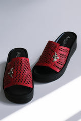 Papuci piele naturala Bosphorus 3 Rosu