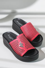 Papuci piele naturala Bosphorus 3 Rosu