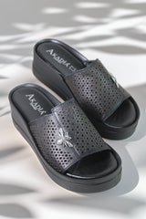 Papuci piele naturala Bosphorus 3 Negru