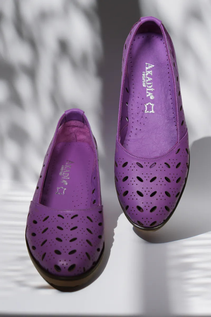 Balerini piele naturala Cariba Mov image 2