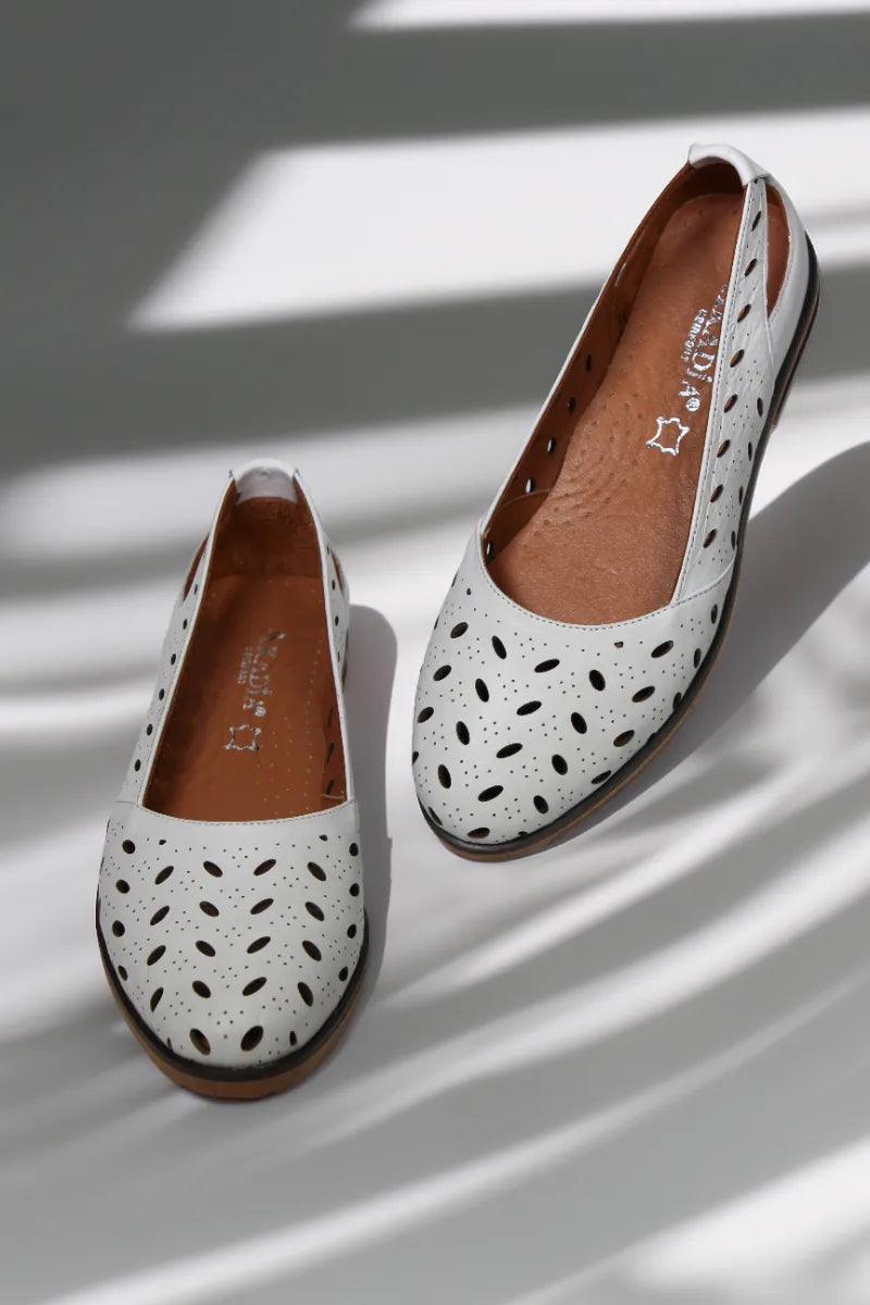 Balerini piele naturala Cariba Alba image 3