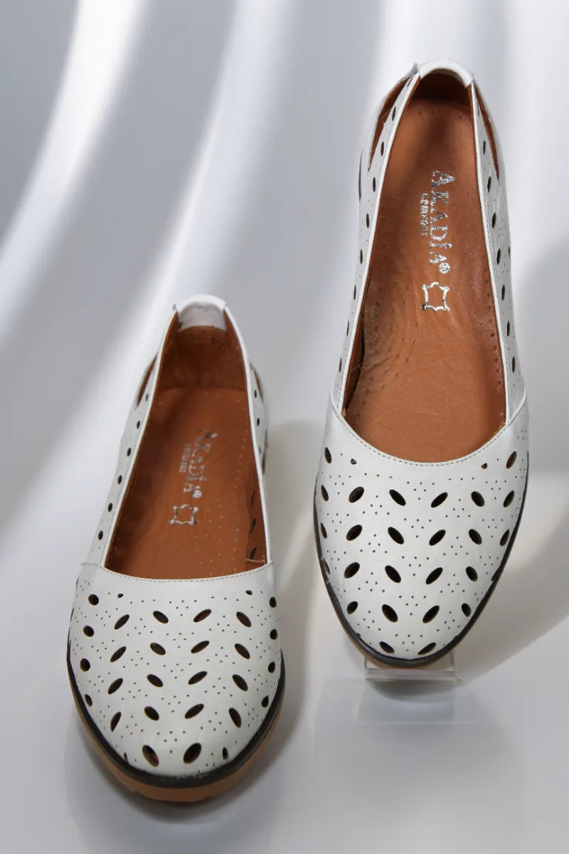 Balerini piele naturala Cariba Alba image 2