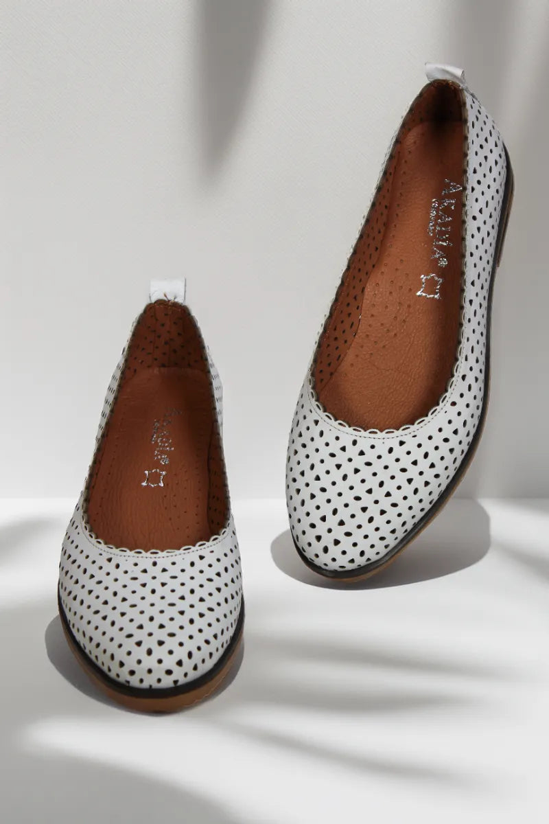 Balerini piele naturala Ediz Alb image 3