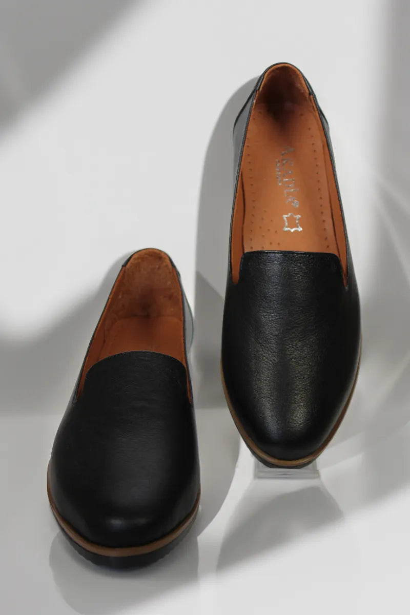 Balerini piele naturala Svetlana Neagra image 2