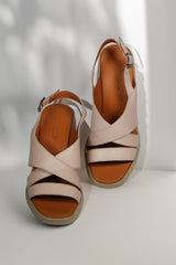 Sandale piele naturala Nacar Pudra image 2