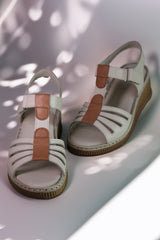 Sandale dama cu platforma piele naturala Bratislava Bej cu dunga maro