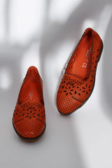 Balerini piele naturala Teresa Orange image 3