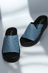 Papuci piele naturala Bosphorus Albastru