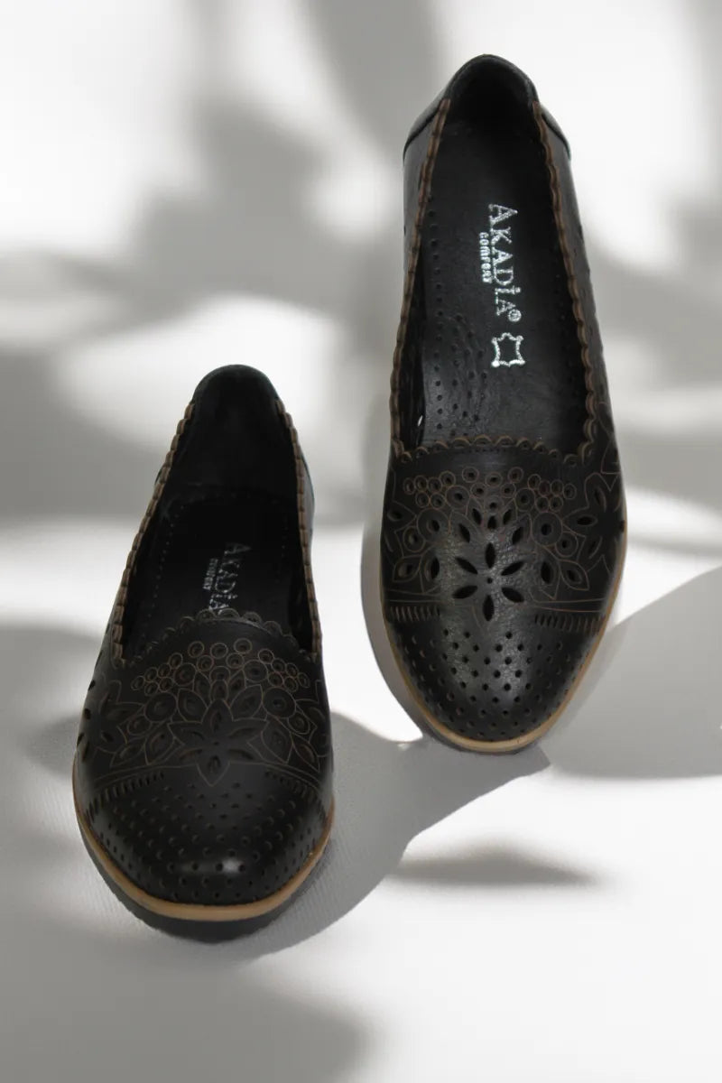 Balerini piele naturala Teresa Neagra image 2