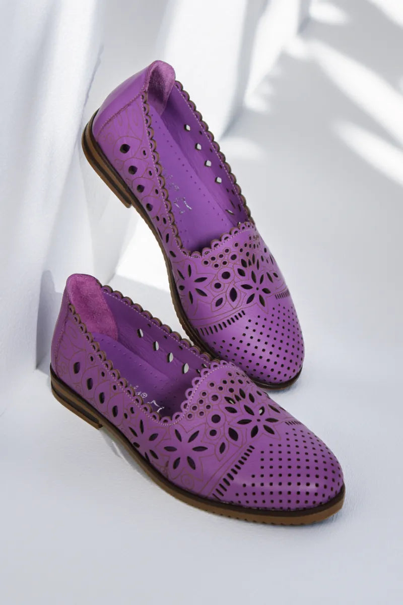 Balerini piele naturala Teresa Mov image 1