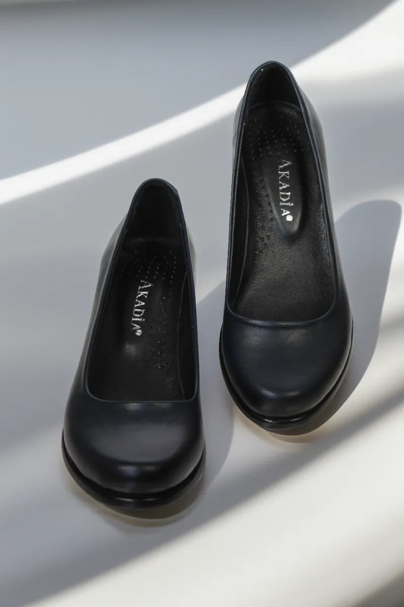 Pantofi cu toc piele naturala Helena Bleumarin image 2