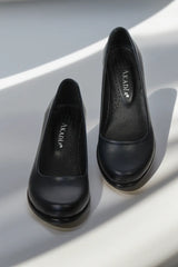 Pantofi cu toc piele naturala Helena Bleumarin image 2