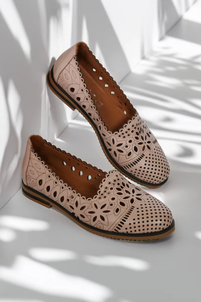 Balerini piele naturala Teresa Pudra image 1