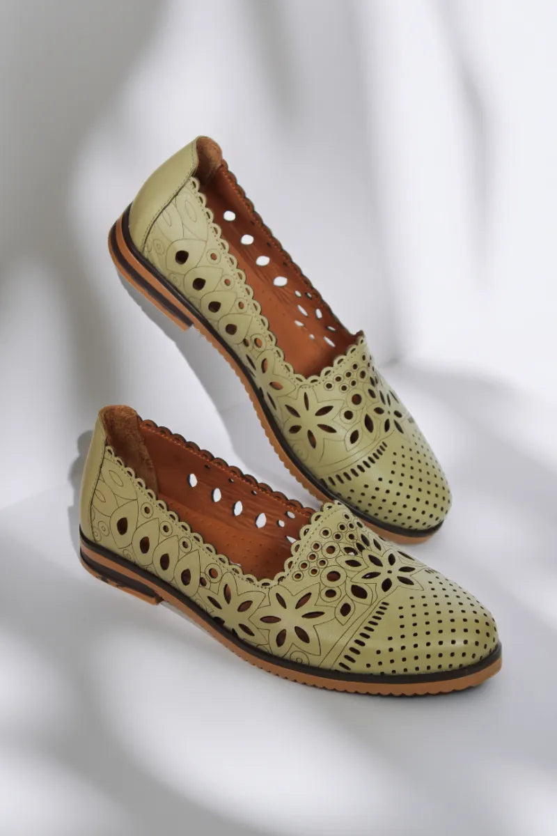 Balerini piele naturala Teresa Avocado image 0