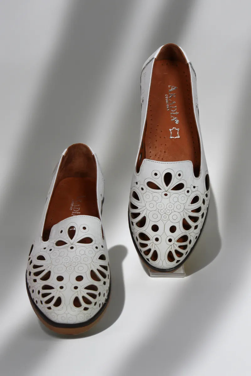 Balerini piele naturala Teresa 3 Alb image 3