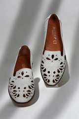 Balerini piele naturala Teresa 3 Alb image 3