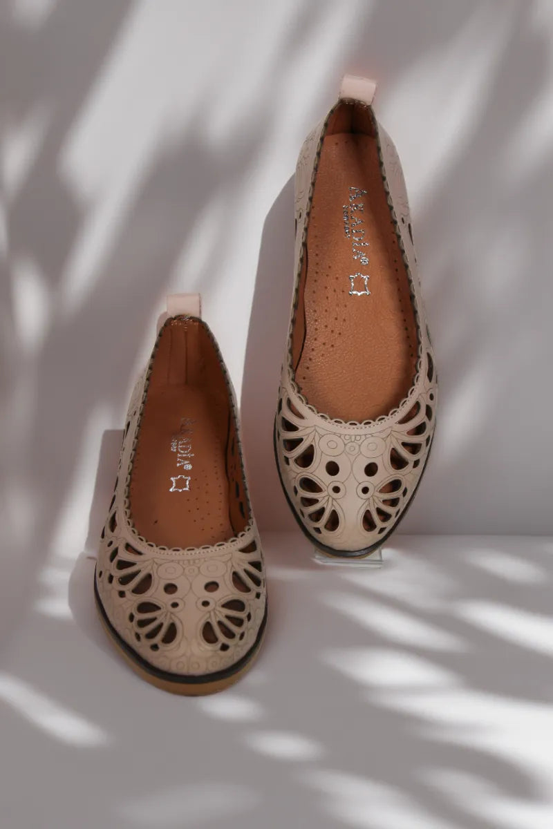 Balerini piele naturala Teresa 2 Pudra image 2