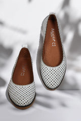 Balerini piele naturala Ediz Alb image 2