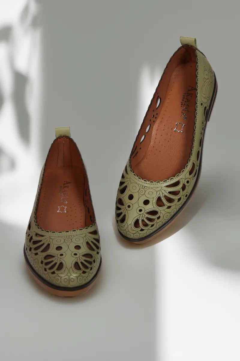 Balerini piele naturala Teresa 2 Avocado image 3