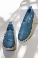 Pantofi piele naturala Debora Albastra image 3