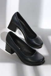 Pantofi cu toc piele naturala Helena Bleumarin image 0