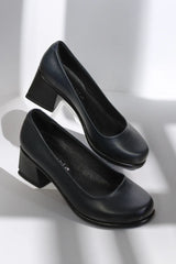 Pantofi cu toc piele naturala Helena Bleumarin image 0