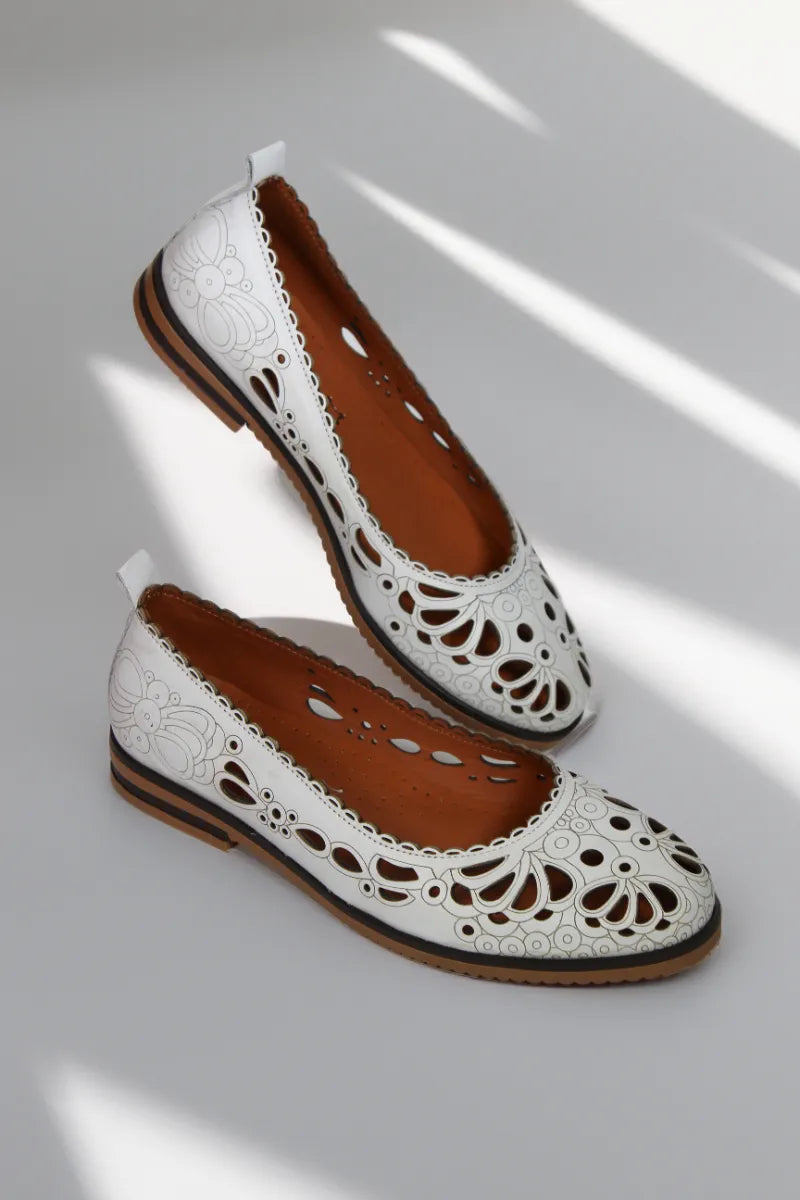 Balerini piele naturala Teresa 2 Alb image 1