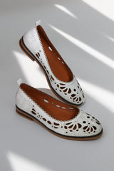 Balerini piele naturala Teresa 2 Alb image 1