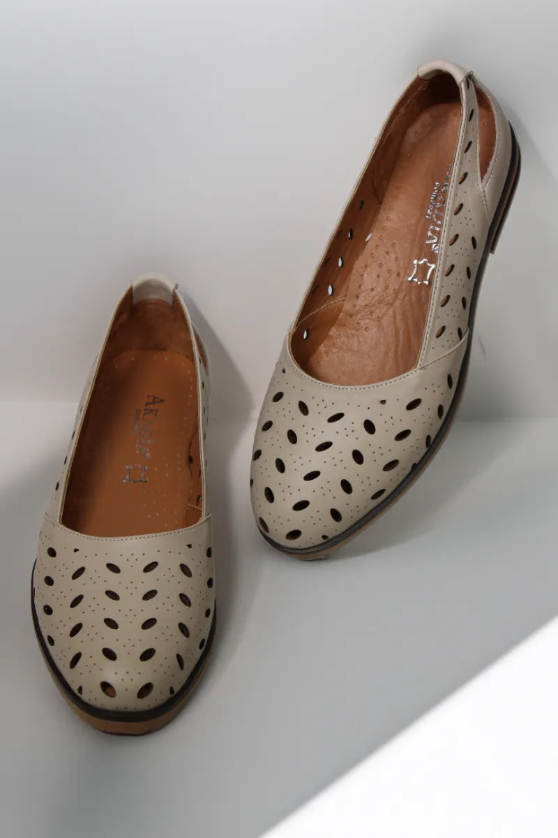 Balerini piele naturala Cariba Bej image 3