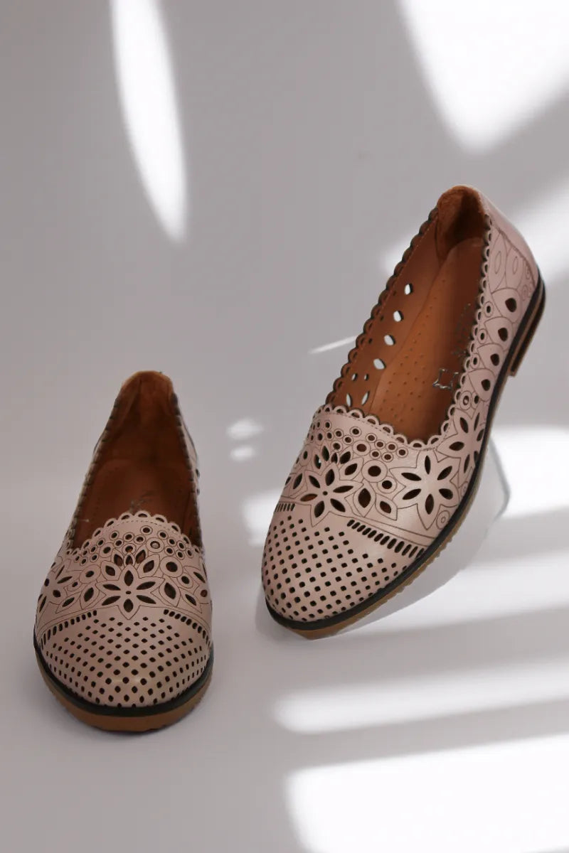 Balerini piele naturala Teresa Pudra image 3