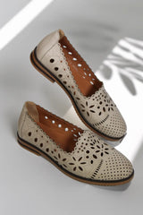 Balerini piele naturala Teresa Bej image 1