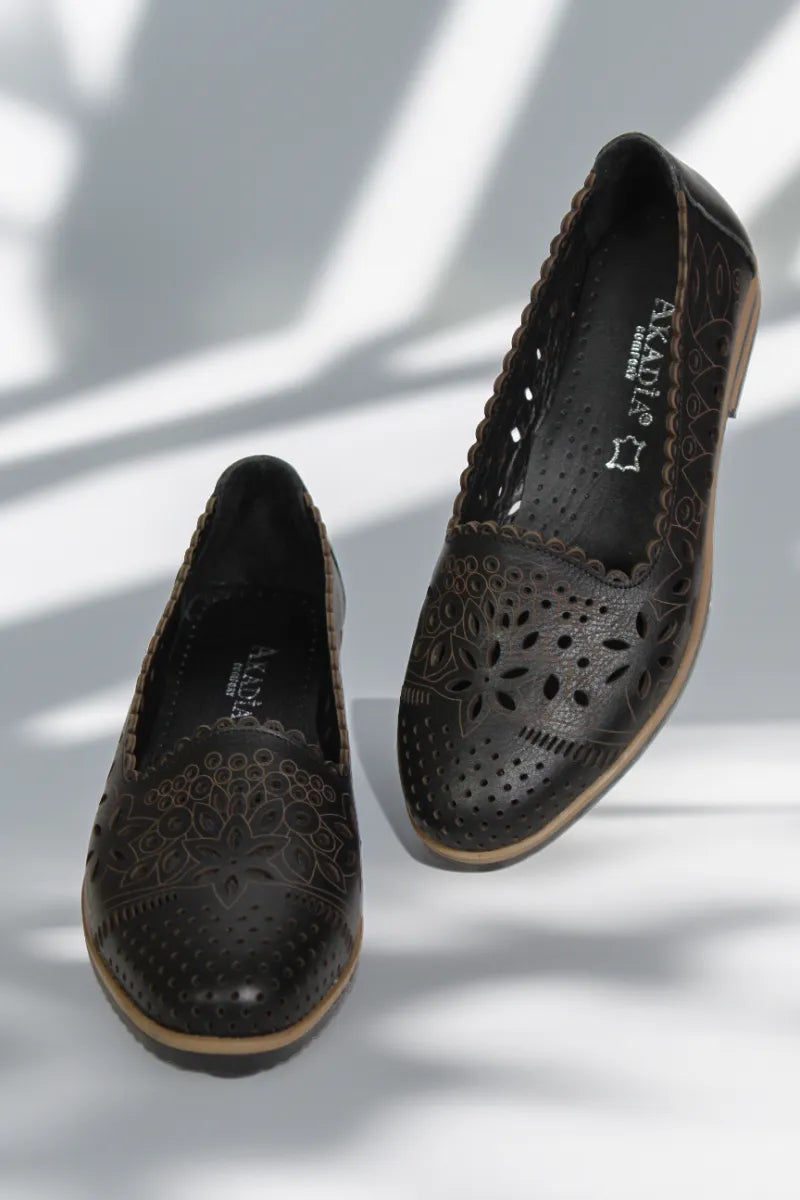 Balerini piele naturala Teresa Neagra image 3