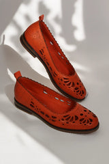 Balerini piele naturala Teresa 2 Orange image 1