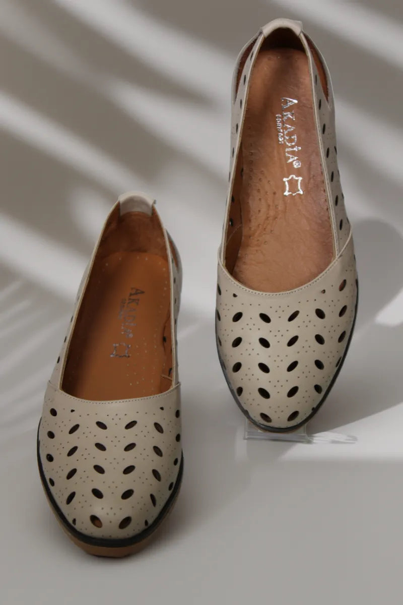 Balerini piele naturala Cariba Bej image 2