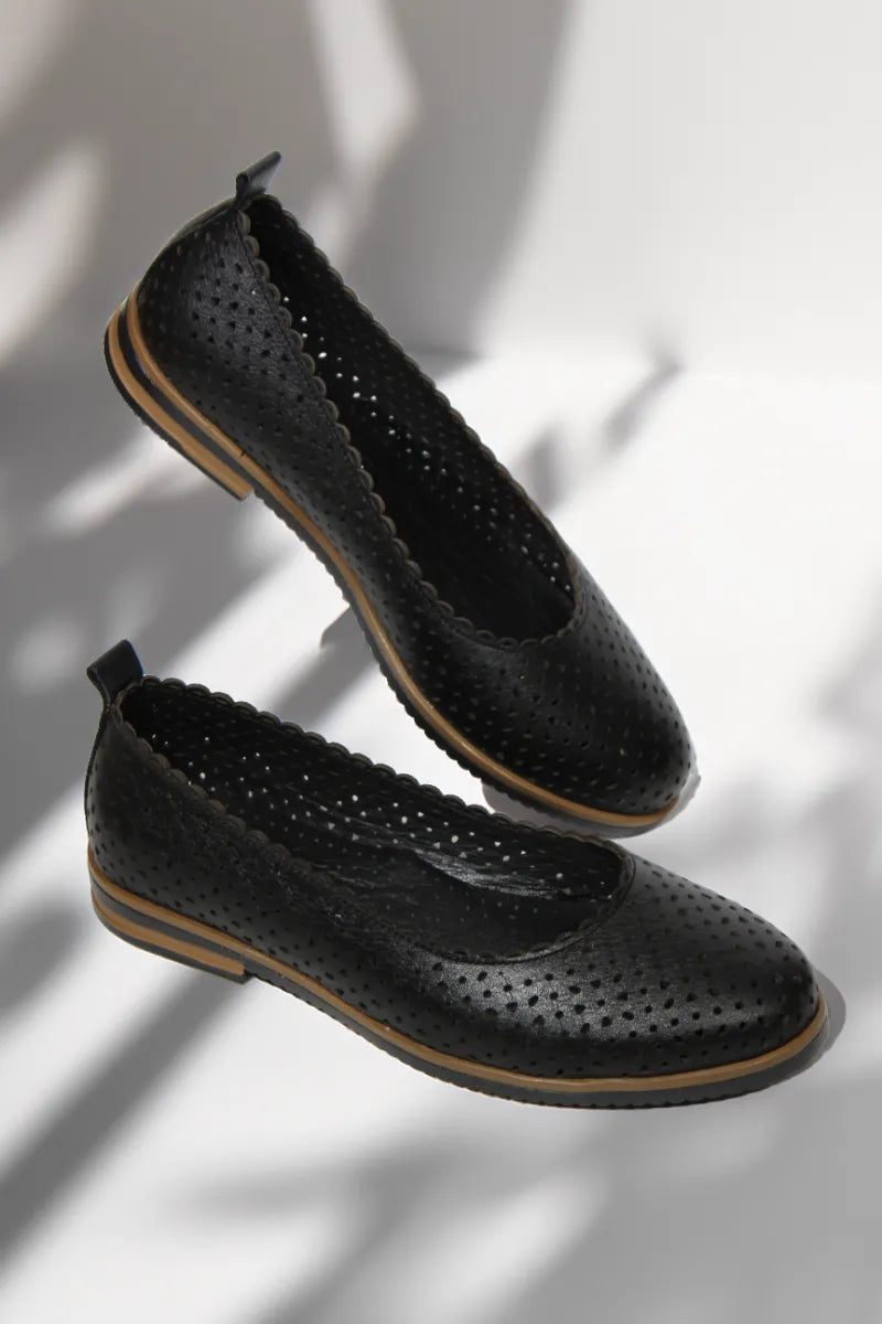 Balerini piele naturala Ediz Negru image 0