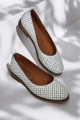 Balerini piele naturala Ediz Alb image 1