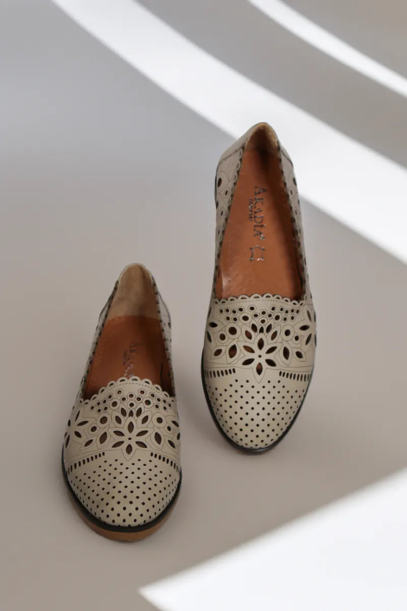 Balerini piele naturala Teresa Bej image 2