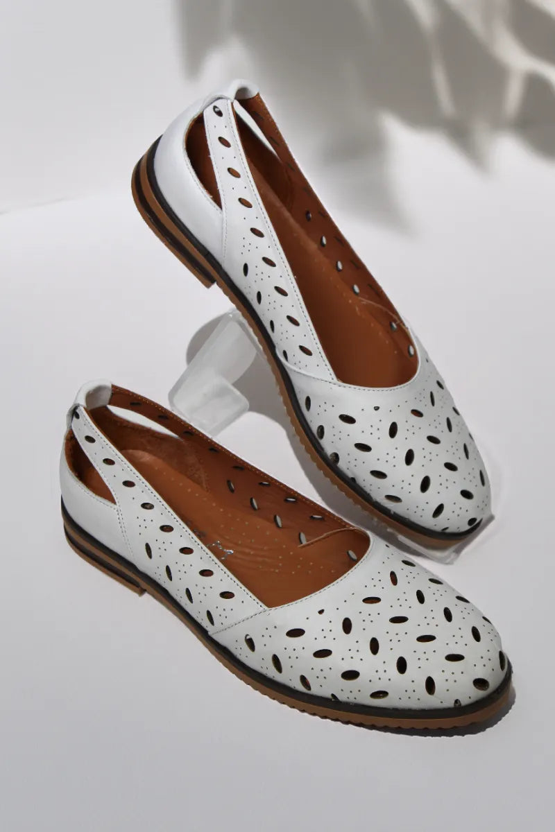 Balerini piele naturala Cariba Alba image 1