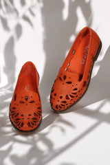 Balerini piele naturala Teresa 3 Orange image 3