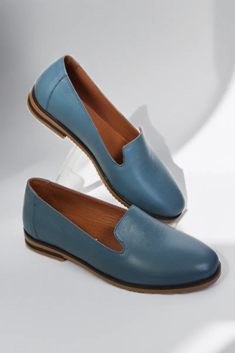 Balerini piele naturala Svetlana Albastra image 1