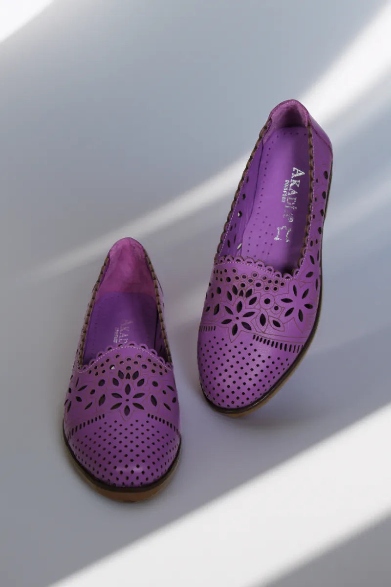 Balerini piele naturala Teresa Mov image 3