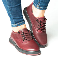 Pantofi casual dama eleganta piele naturala Solaris Bordo 2025