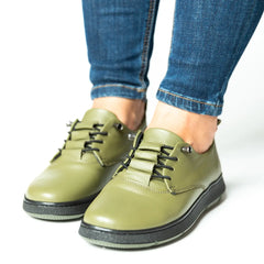Pantofi casual dama eleganta piele naturala Solaris Verde Pistachio 2025