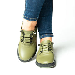 Pantofi casual dama eleganta piele naturala Solaris Verde Pistachio 2025