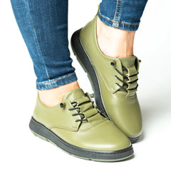 Pantofi casual dama eleganta piele naturala Solaris Verde Pistachio 2025