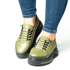 Pantofi casual dama eleganta piele naturala Athens Verde Pistachio